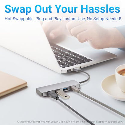 Amazon Basics USB Hub Dock with 5 Ports, USB 3.2/3.1, Supports 10 Gbps, Silver, Black