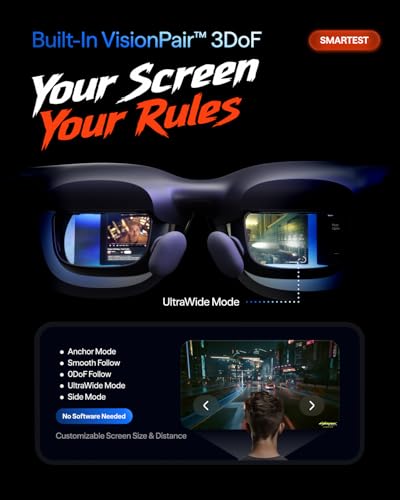 VITURE 174-Inch V1254 1920 × 1200 1250 Nit Micro-OLED Smart Glasses