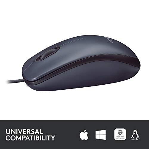 Logitech B100 Optical Mouse PS/2, USB, 3 Buttons, 800 DPI, Ambidextrous, Black