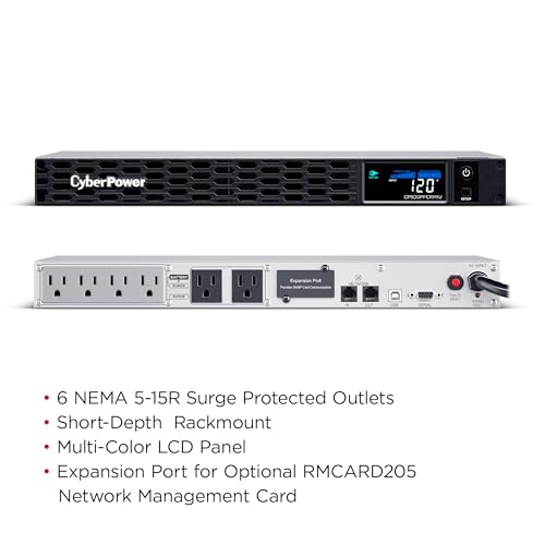 CyberPower 500VA/300W UPS System CP500PFCRM1U with 6 Outlets