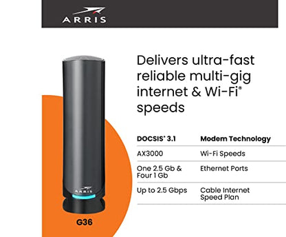 ARRIS 10" x 3" x 8" G36 Ethernet 802.11ax Access Point Wi-Fi 6 Dual-Band Router