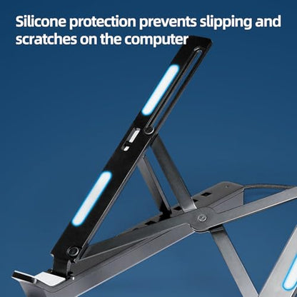 Adjustable Laptop Stand USB Hub Foldable Aluminum Black