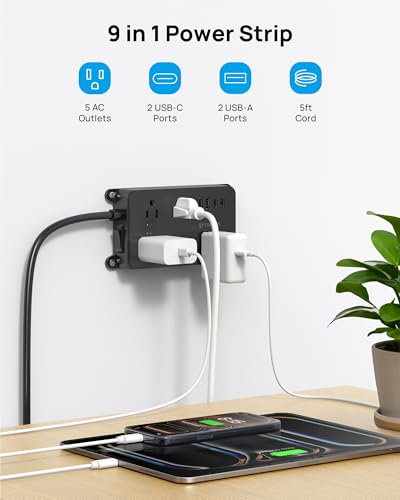 TROND 5 Outlet Surge Protector Prime III 1300 Joules 15 Amps 5ft Extension Cord