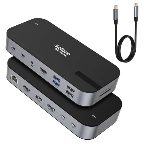 Selore&S-Global 16-in-1 3 HDMI Docking Station 4K@60Hz USB-C Laptop Dock