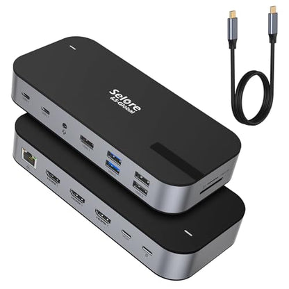 Selore&S-Global 16-in-1 3 HDMI Docking Station 4K@60Hz USB-C Laptop Dock