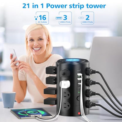 UWIWUTEI 16 Outlet Tower Surge Protector HD-Q6 125V