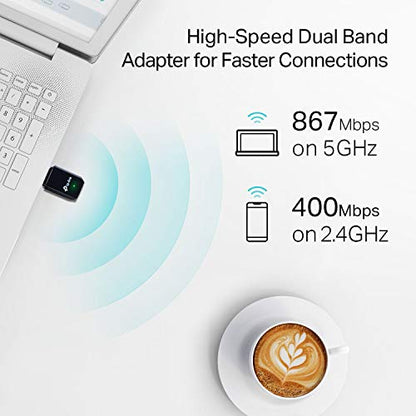 TP-Link 0.78" x 0.41" x 1.59" Archer T3U USB 3.0 WiFi Adapter - Dual Band 1300 Mbps - Compatible with Windows 11, 10, 8.1, 8, 7, XP, Mac OS X 10.9-10.14