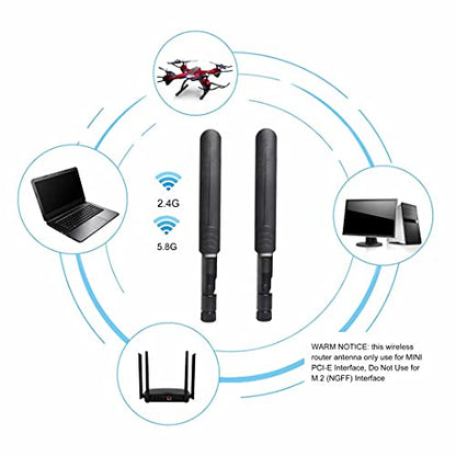 QUEENTI 8dBi Dual Band Wi-Fi Antenna 2.4GHz-5.8GHz Omni-Directional 4 Count