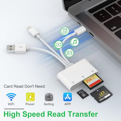 Ardaddyn 3-Slot Card Reader Lightning USB-C USB-A Adapter