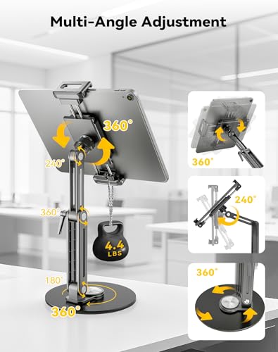 Jakeko Portable Monitor Stand JK07A2, 360 Rotation, Adjustable, Desk Mount, Aluminum, Black