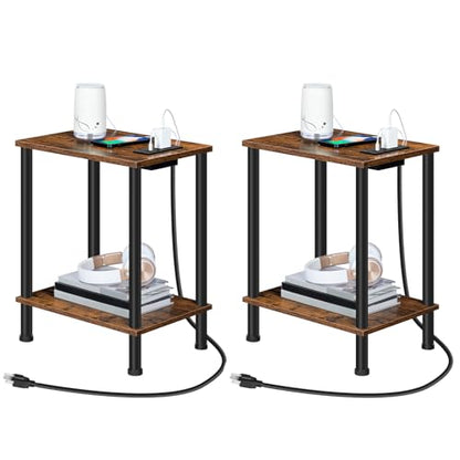 HOOBRO 15L x 11W x 21.7H BF09UBZP201 Set of 2 Nightstands with 2 Shelves