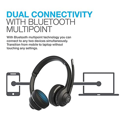 JLab Go Work Wireless Headsets with Microphone, Bluetooth 5, 45 Hours Battery Life, Dynamic Driver, On-Ear, Black