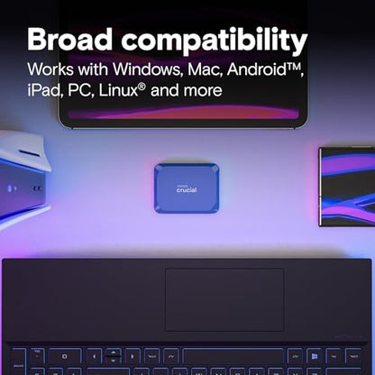 Crucial 4TB X10 Portable SSD, Up to 2100MB/s, USB-C, External Solid State Drive