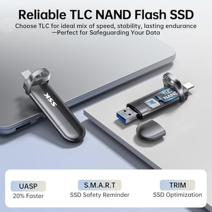 SSK 512GB SD311 PRO External Solid State Drive, USB 3.2 Gen 2, TLC NAND, 3.18 Inches, PCIE x 4