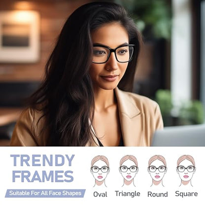 ORANZI 55mm OZ01 Blue Light Blocking Reading Glasses 1.5D Polycarbonate Full Rim Cat-Eye Style