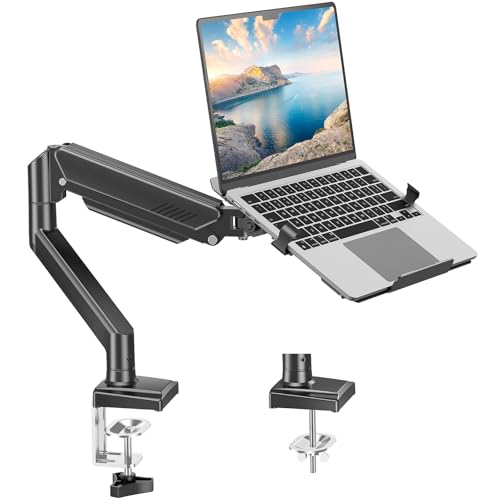 MOUNT PRO Laptop Stand Desk Mount, Universal Arm Mount, Fits Max 17" Laptop and 32" Monitor, Aluminum Adjustable Holder, 22lbs Capacity