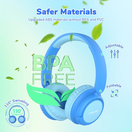 iClever BTH22 Kids Headphones 60H Battery Life Bluetooth 5.4 AUX Connectivity Over Ear Music