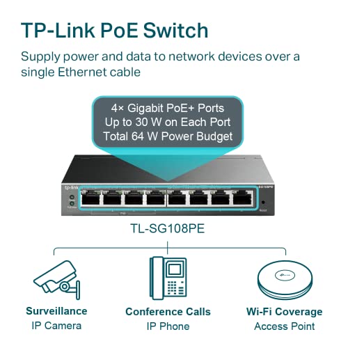 TP-Link 8-Port TL-SG108PE Ethernet Switch 1000Mbps PoE Managed