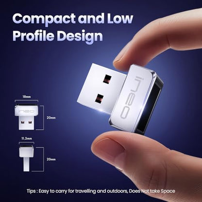 Ineo 4.49 x 3.90 x 0.47 inches Fingerprint Reader FP01 USB Compact Security Key