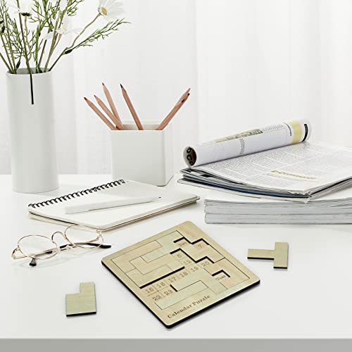 XHDAI 9.8 x 7.8 inch Wooden Calendar Puzzle Model# B09N8L8Z66