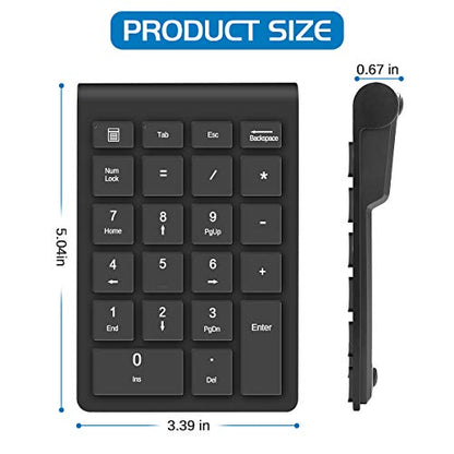 Foloda 22K-W-Numeric-Keypad H-107 Wireless Number Pad USB-A Compatible Devices