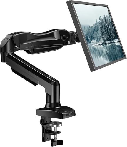 HUANUO 17-27 Inch HNSS6 Adjustable Monitor Arm - Tabletop Mount - 360° Rotation - 85° Tilt - Black Alloy Steel