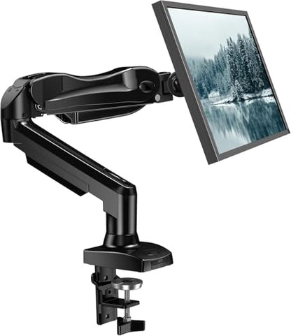 HUANUO 17-27 Inch HNSS6 Adjustable Monitor Arm - Tabletop Mount - 360° Rotation - 85° Tilt - Black Alloy Steel