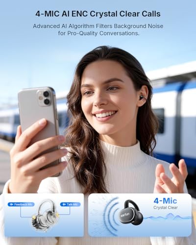 EarFun 12mm Clip 2 Bluetooth 6.0 Noise Cancelling IP55 Waterproof Open-ear Headphones