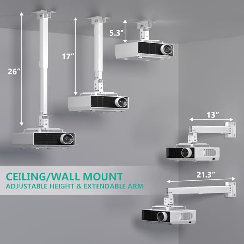 WALI Universal Projector Mount PM-003-W Heavy Duty Adjustable Ceiling and Wall Mount