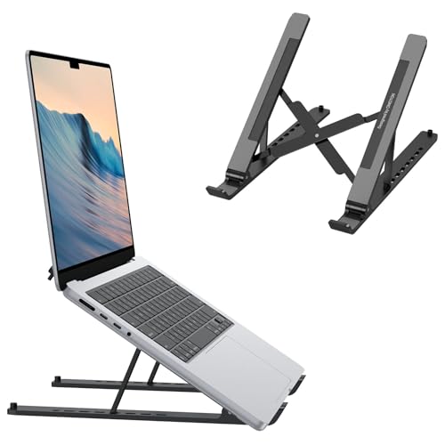 OMOTON 1 Count la02-slbk Portable Laptop Stand, Tabletop Ergonomic Adjustable, Black ABS Riser