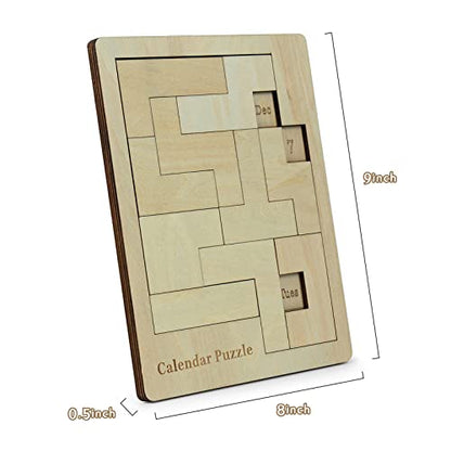 XHDAI 9.8 x 7.8 inch Wooden Calendar Puzzle Model# B09N8L8Z66