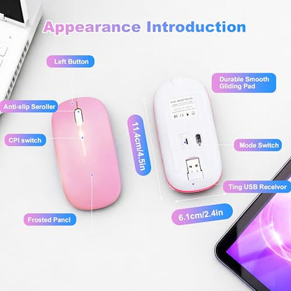 AZTZATZ Wireless Bluetooth Mouse Model Number: Wireless Bluetooth Mouse, Connectivity: Bluetooth 5.2/2.4G, DPI: 1600