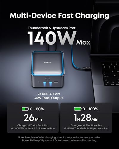 Anker 14-in-1 TB5 Docking Station Model A83B5 with 140W Power and 8K Resolution