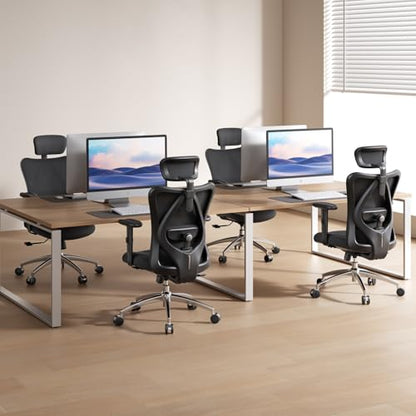 SIHOO M18 Ergonomic Office Chair Black, Model B100-Lite-M101-JT-JP, Adjustable Headrest, Lumbar Support, 330lbs Weight Capacity