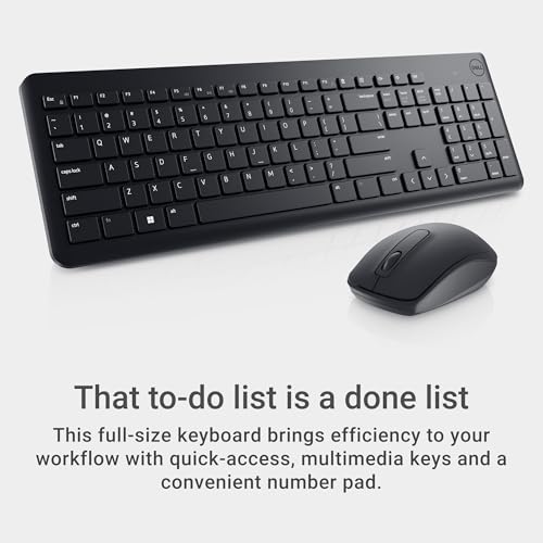 Dell KM3322W Full-size Wireless Keyboard and Optical Mouse Set with USB Receiver