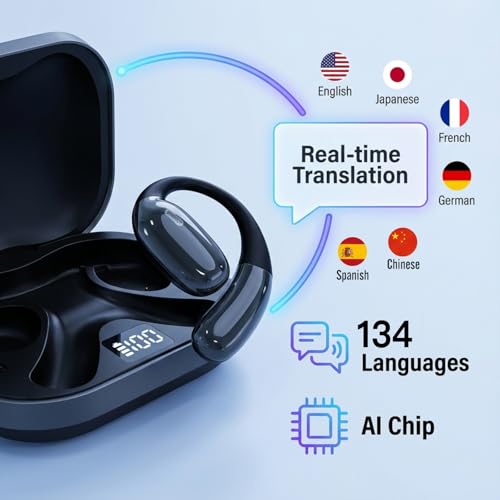 HAUSBELL Bluetooth 5.4 Q16 Earbuds Open Ear Design IPX5 Waterproof Black