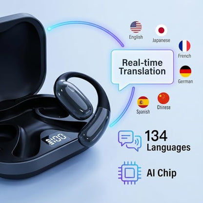 HAUSBELL Bluetooth 5.4 Q16 Earbuds Open Ear Design IPX5 Waterproof Black
