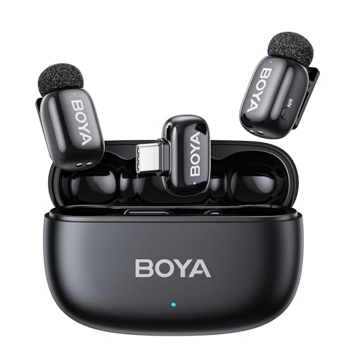 BOYA Wireless Lavalier Microphone BOYA mini 2 USB-C - 30H Battery Life, 328ft Transmission, 48kHz/24-bit