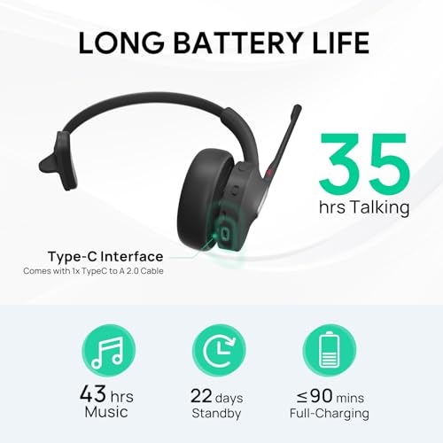Yealink BH70 Mono Wireless Headset with Stand Teams USB-C/A