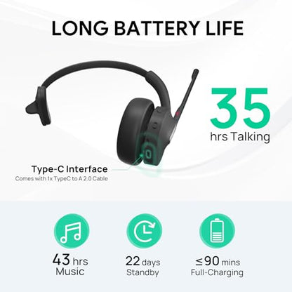 Yealink BH70 Mono Wireless Headset with Stand Teams USB-C/A