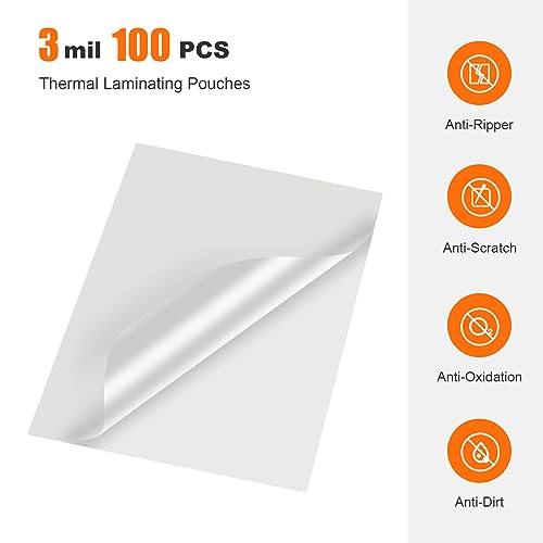 Bonsaii 9 x 11.5 inches 100 PCS Thermal Laminating Pouches 3 mil Clear Durable