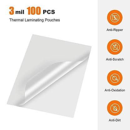 Bonsaii 9 x 11.5 inches 100 PCS Thermal Laminating Pouches 3 mil Clear Durable
