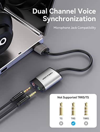VENTION 45 Grams CDKHB USB 2.0 Stereo External Sound Card with 5.1 Surround Sound Support for Linux, Windows 10, PlayStation 4