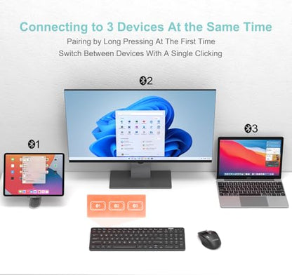 Arteck 14.3" HB305-2 Bluetooth Multi-Device Wireless Keyboard QWERTY Black