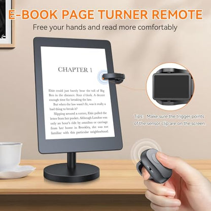 PPTSLID E-Reader Page Turner for Kindle, iPad, and Tablets - Remote Control Accessory - Black