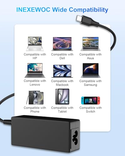 INEXEWOC 45W USB Type C Laptop Charger SK90A200225 Universal Compatibility
