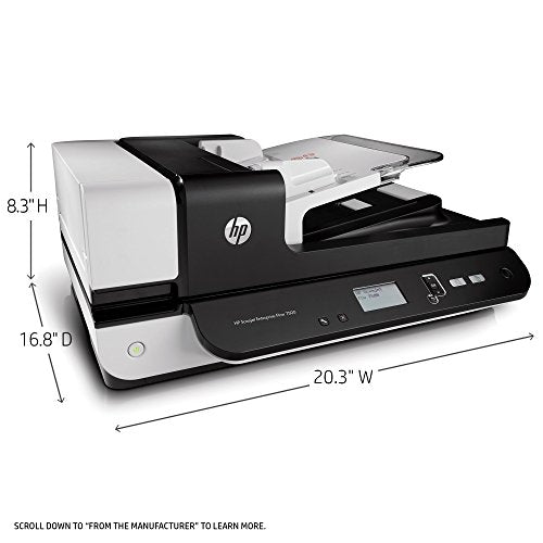 HP ScanJet Enterprise Flow 7500 Flatbed OCR Scanner, USB, 600dpi, CCD Sensor