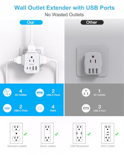 One Beat 125V Multi Plug Outlet Extender OB4W4US
