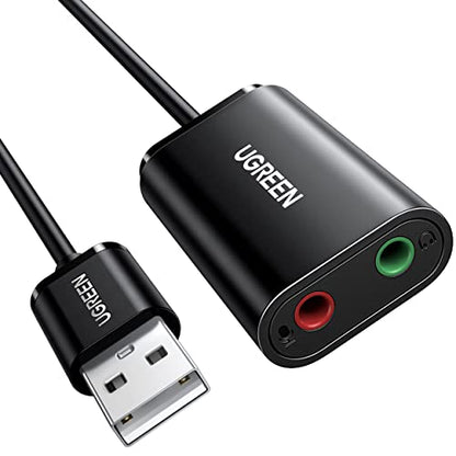 UGREEN USB to Audio Jack Sound Card Adapter 30724 USB Stereo Sound Card PC PS4 5 1 Dual 3.5mm
