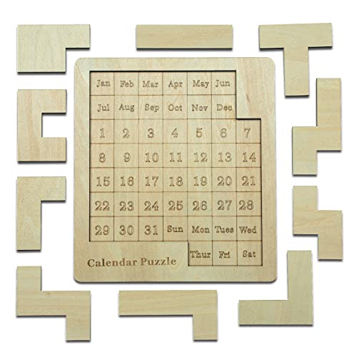XHDAI 9.8 x 7.8 inch Wooden Calendar Puzzle Model# B09N8L8Z66